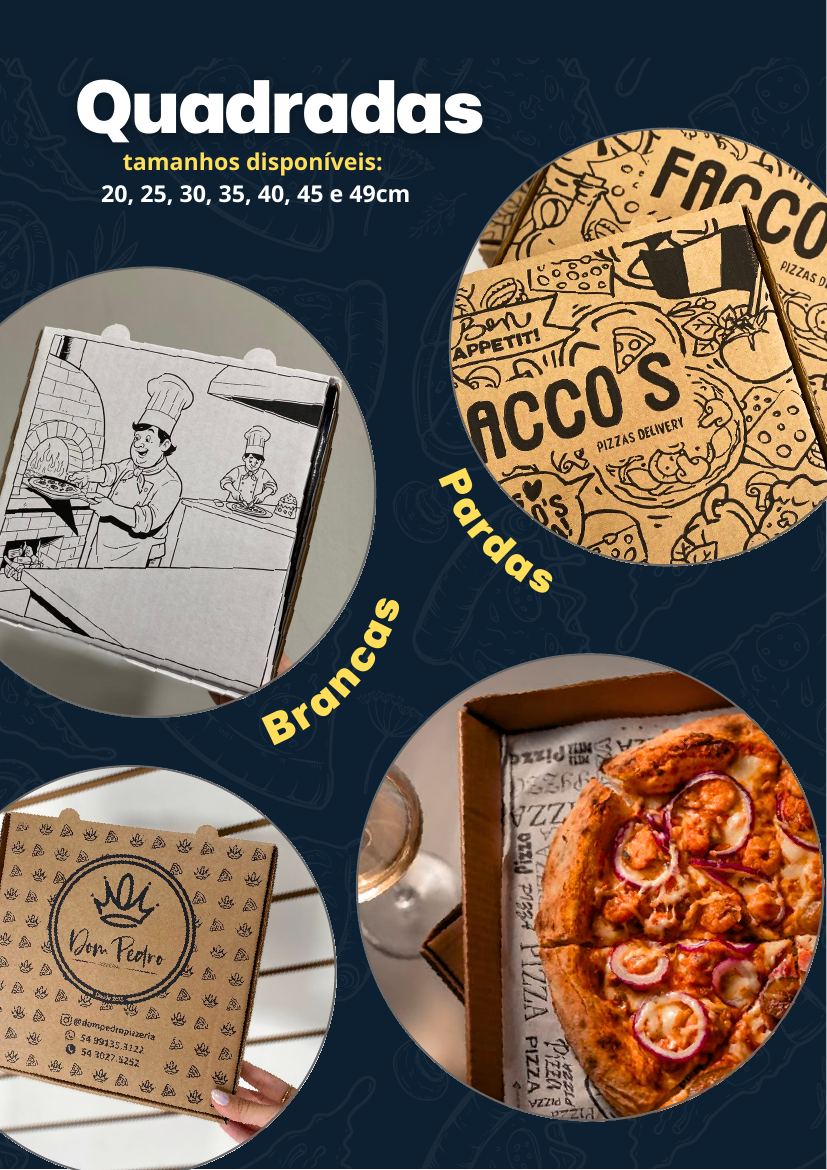Caixas de pizza oitavadas pardas